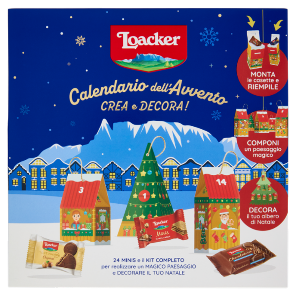 Loacker Calendario dell'avvento Fai da Te Wafer e Cioccolato Assortiti DIY 222g