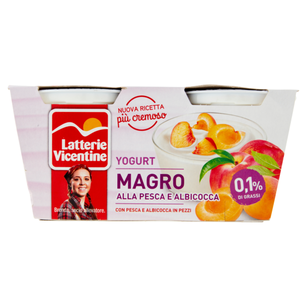 Latterie Vicentine Yogurt Magro alla Pesca e Albicocca 2 x 125 g