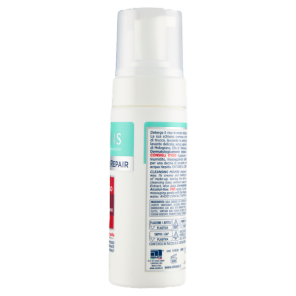 Clinians Antirughe Repair Mousse Detergente Viso Collagene ed Estratto di Melograno 150 mL