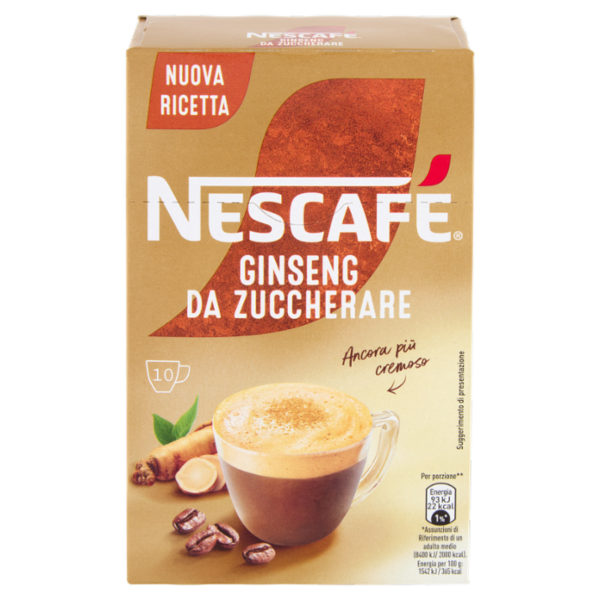 NESCAFÉ Ginseng da Zuccherare Caffè Solubile con Ginseng 10 Bustine 60g