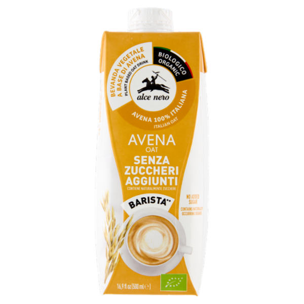 alce nero Bevanda Vegetale a Base di Avena Senza Zuccheri Aggiunti Barista** 500 ml