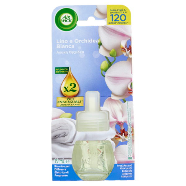 Air Wick Profumatore per Ambienti Lino e Orchidea Bianca Ricarica 19 mL