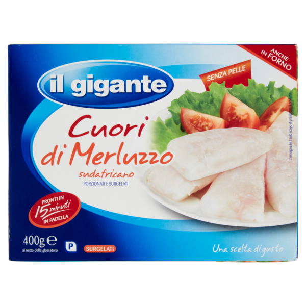 IL GIGANTE Cuori di Merluzzo sudafricano Porzionati e Surgelati 400 g