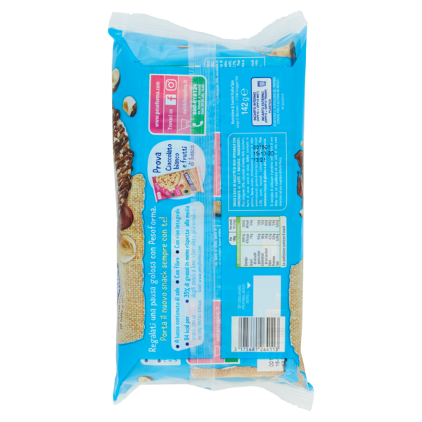 Pesoforma Gallette Snack di riso integrale, con cioccolato al latte e nocciole - 8 x 17,75 g