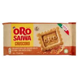 Oro Saiwa Cruscoro - Frollini Integrali Con Zucchero Grezzo Di Canna e Una Goccia Di Miele - 400g