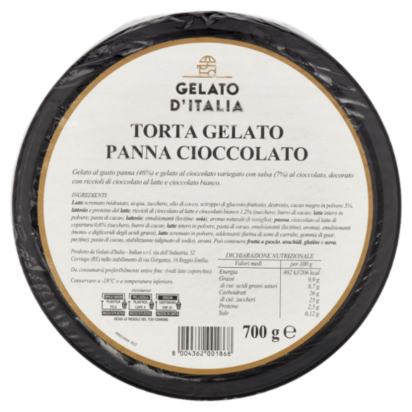 Gelato d'Italia Torta Gelato Panna Cioccolato 700 g