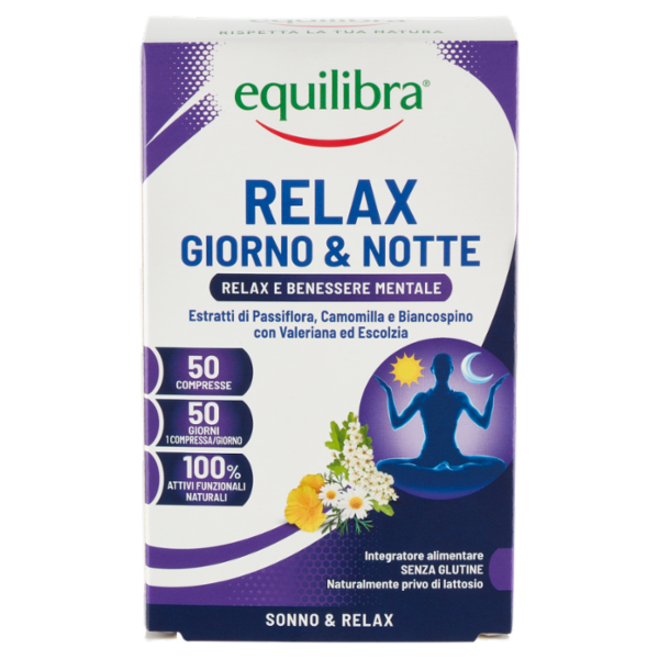 equilibra Relax Giorno & Notte Relax e Benessere Mentale 50 Compresse 20,5 g