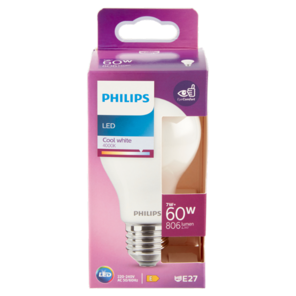Philips Led goccia vetro 60W E27 4000K non dim