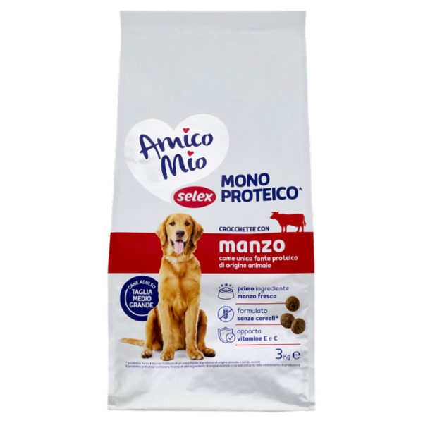 Selex Amico Mio Cane Crocchette con Manzo Mono Proteico 3 kg