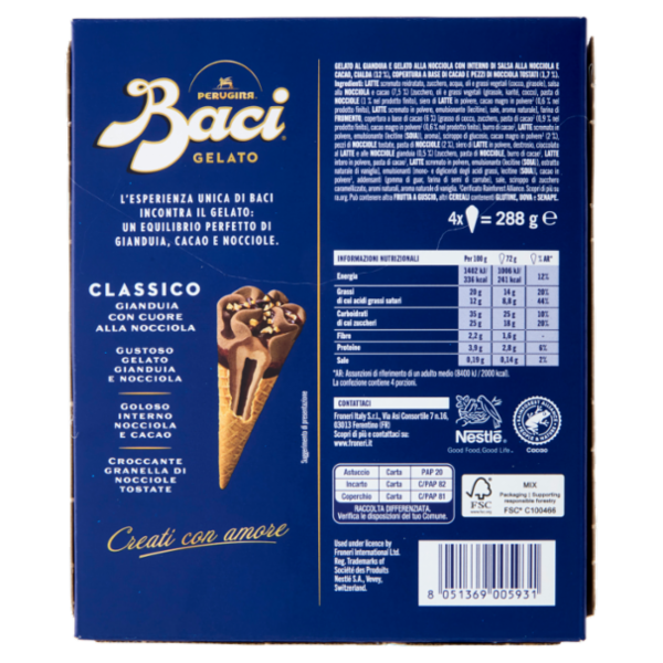 BACI PERUGINA Cono Classico 4x72g