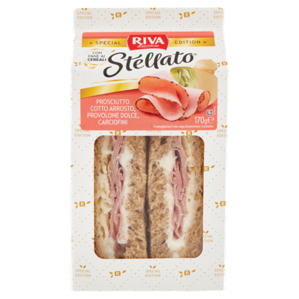 Riva Stellato Tramezzino Prosciutto Cotto Arrosto, Provolone Dolce, Carciofini 170 g