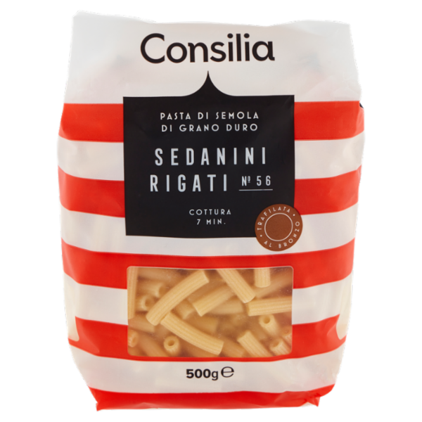 Consilia Pasta di Semola Trafilata al Bronzo Sedanini Rigati 500 g
