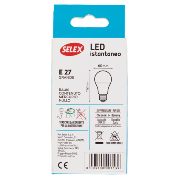 Selex Lampadina Led Goccia E27 9W