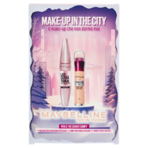 Maybelline New York Make-Up In The City Mascara Ciglia Sensazionali + Cancella Età 01 + Pochette