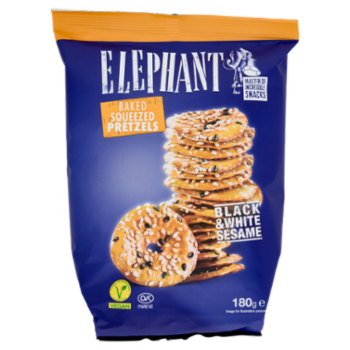 Elephant Baked Squeezed Pretzels Black & White Sesame 180 g