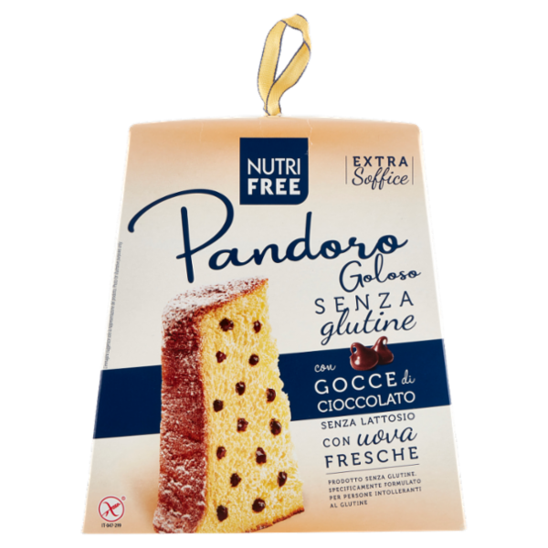 Nutrifree Pandoro Goloso Senza glutine con Gocce di Cioccolato Senza Lattosio 600 g