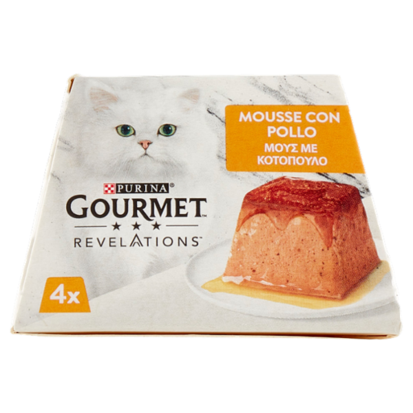 PURINA GOURMET Revelations Mousse con Pollo e una cascata di salsa 4 x 57 g