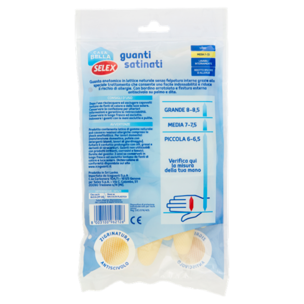 Selex Casa Bella Guanti Satinati Misura Media (7-7,5)