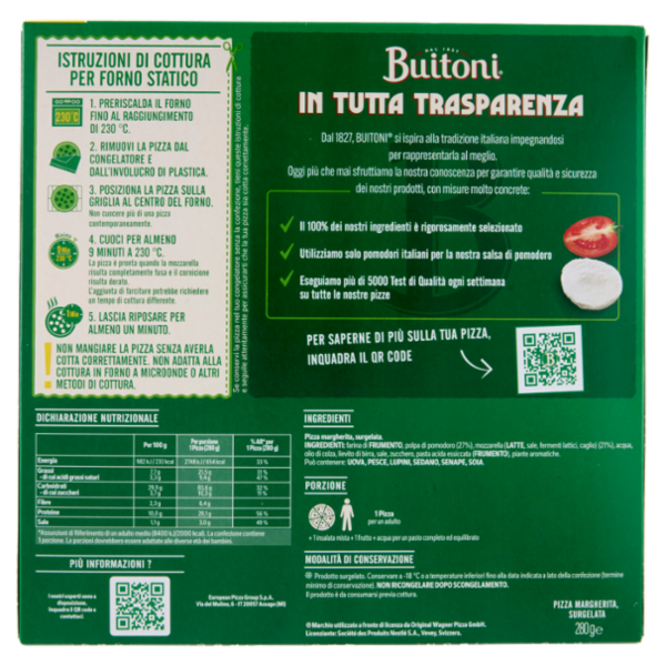 Buitoni Forno di Pietra Margherita Pizza surgelata 280 g