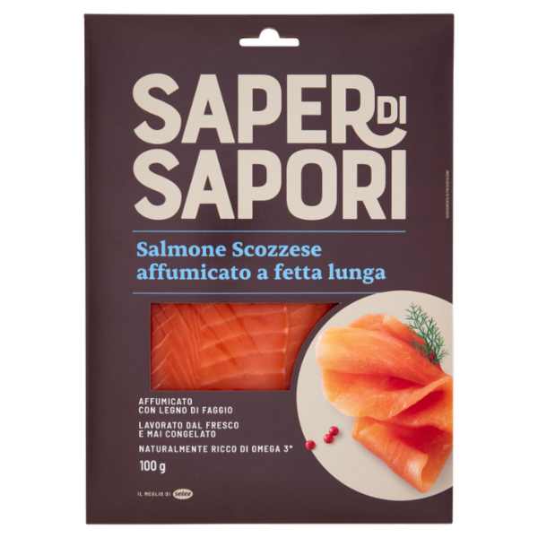 Selex Saper di Sapori Salmone Affumicato Scozzese a Fetta Lunga 100 g