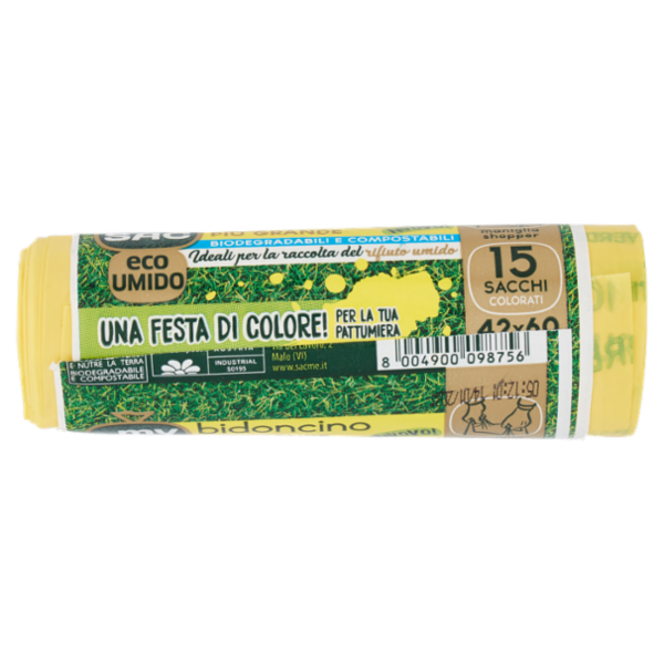my Sac eco Umido bidoncino Più Grande Biodegradabili e Compostabili 42x60 Sacchi 15 pz