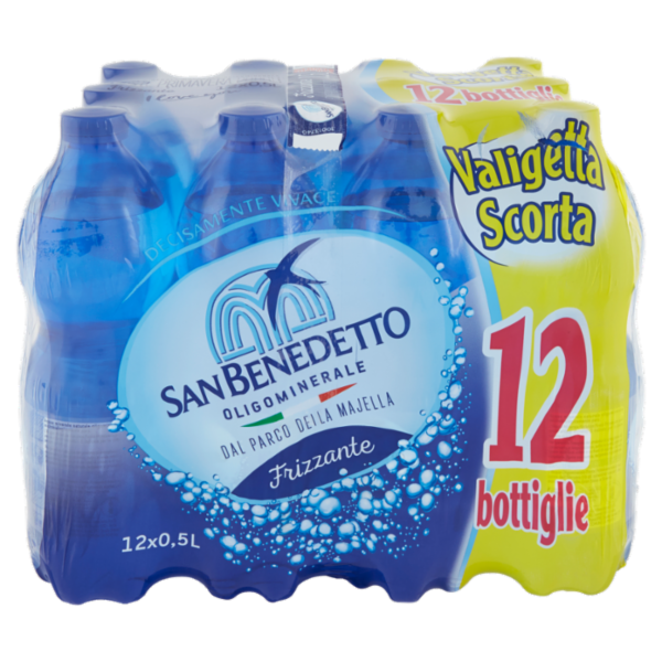 Acqua Minerale San Benedetto dal Parco della Majella Frizzante 0,5L F12 Valigetta Scorta