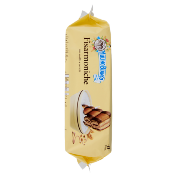 Mulino Bianco Fisarmoniche Merenda con 8 Cereali e Crema al Malto d'Orzo e Cacao 8 pezzi 264g