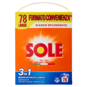 Sole Bianco Splendente Polvere Lavatrice 78 Misurini 3,9 Kg