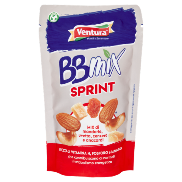 Ventura BBmix Sprint Mix di mandorle, uvetta, zenzero e anacardi 150 g