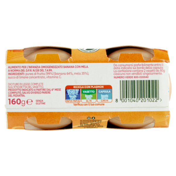 Plasmon Omogeneizzato Banana Mela 2 x 80 g