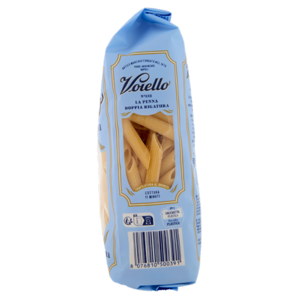 Voiello Pasta La Penna Doppia Rigatura N°152 grani 100% italiani Trafilata bronzo 500g