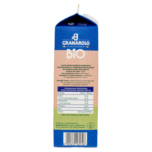 Granarolo Bio Latte Biologico Parzialmente Scremato 1 L