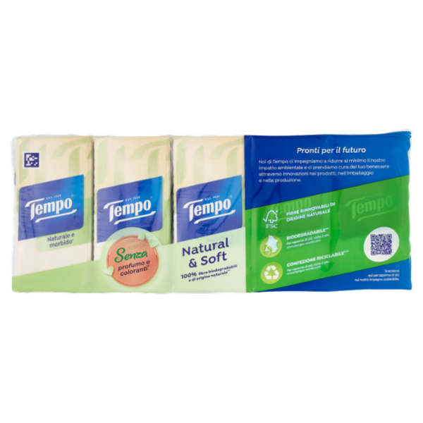 Tempo Natural & Soft Fazzoletti 4 veli 10 pz