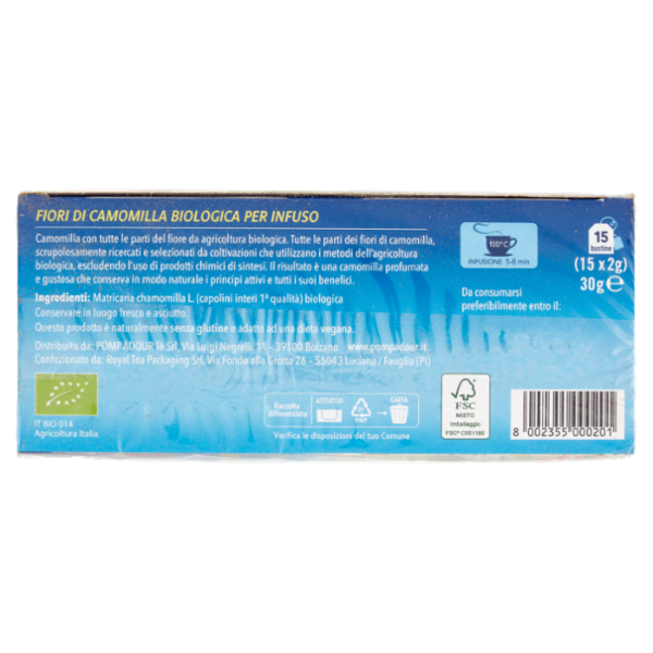 Pompadour Camomilla in fiore da Agricoltura Biologica bustine 15 x 2 g