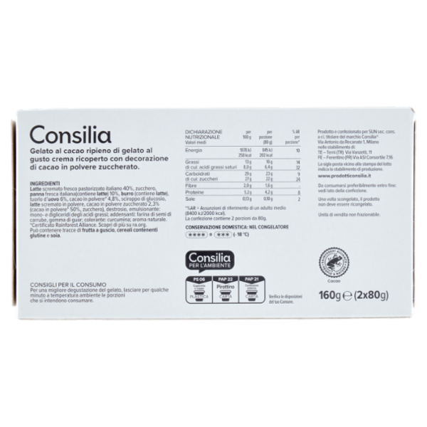 Consilia 2 Tartufi Neri di Gelato Cioccolato Extra Fondente 160 g