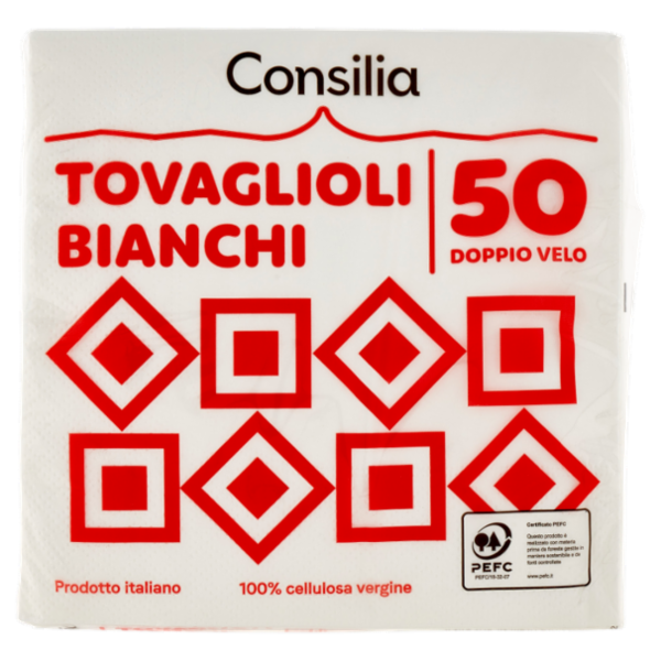 Consilia Tovaglioli Bianchi Doppio Velo 50 pz