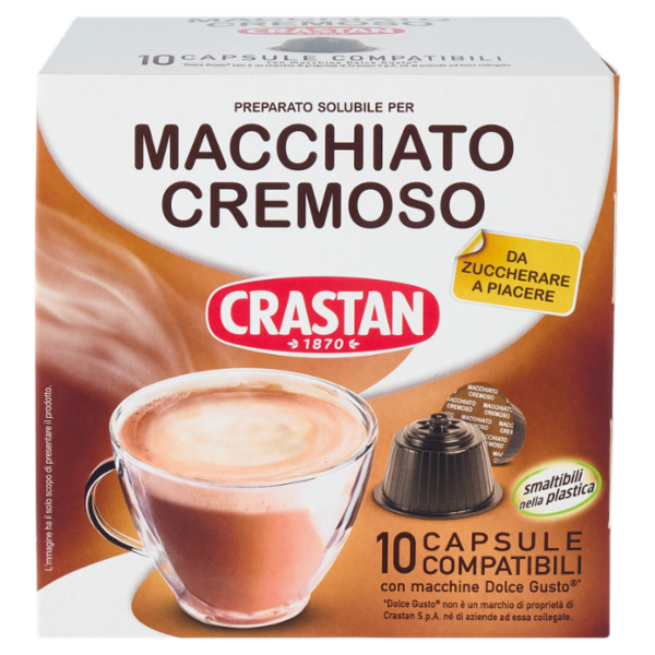 Crastan Preparato Solubile per Macchiato Cremoso Capsule Compatibili Dolce Gusto 10 x 7,5