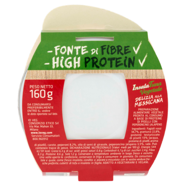 io VEG InsalaTuna Vegetale con Peperoncino Jalapeno Delizia alla Messicana 160 g