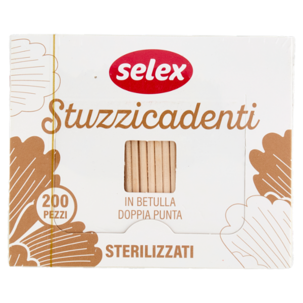 Selex Stuzzicadenti Doppia Punta in Betulla Sterilizzati 200 pezzi