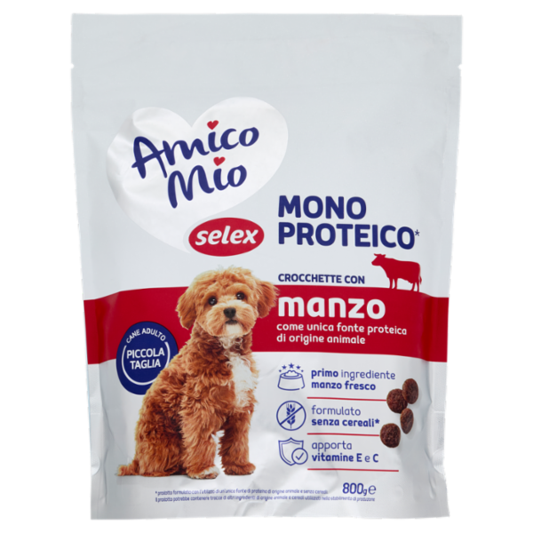 Selex Amico Mio Cane Crocchette con Manzo Mono Proteico 800 g