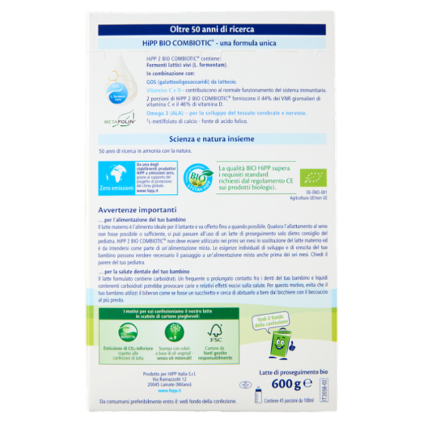 HiPP Bio Combiotic Latte di Proseguimento Bio 2 600 g