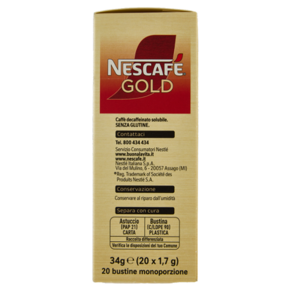 NESCAFÉ Gold Decaf Caffè Solubile Decaffeinato 20 Bustine 34g