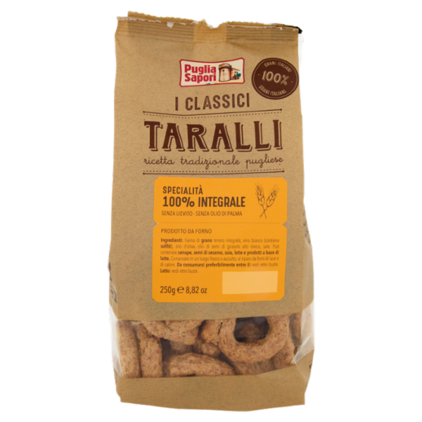Puglia Sapori I Classici Taralli Specialità 100% Integrale 250 g