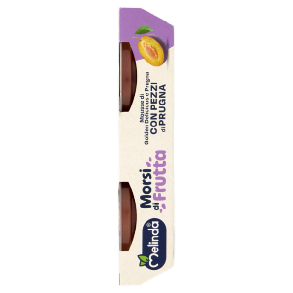 Melinda Morsi di Frutta Mousse di Golden Delicious e Prugna con pezzi di Prugna 2 x 100 g