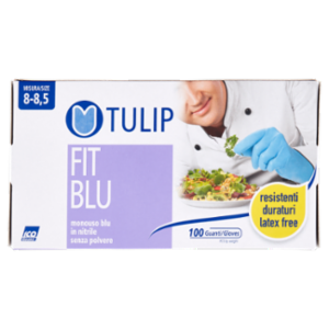 Tulip Fit Blu Guanti Monouso Blu In Nitrile Senza Polvere Misura 8-8,5 100 Pz