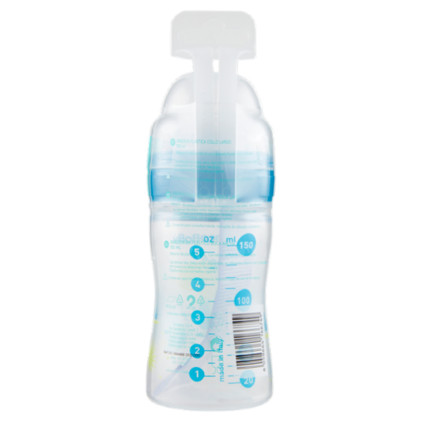 neo Baby Biberon Plastica Collo Largo 150 ml 0m+ Dino Blu