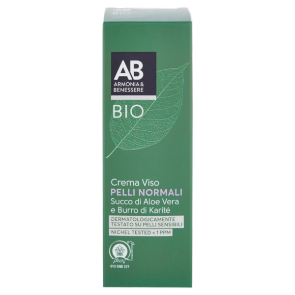 Armonia & Benessere Crema Viso per Pelli Normali Bio con Succo di Aloe Vera e Burro di Karitè 50 ml