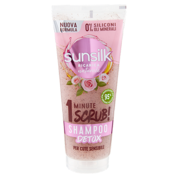 sunsilk Ricarica Naturale 1 Minute Scrub! Shampoo Detox per Cute Sensibile 200 ml