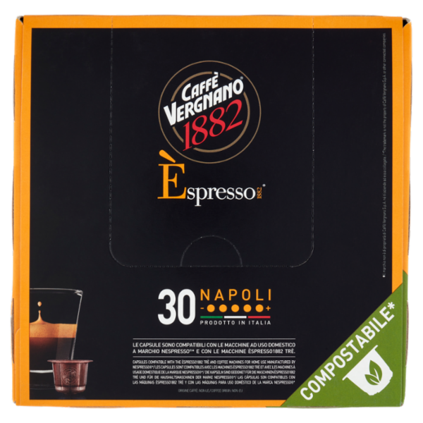 Caffè Vergnano 1882 Èspresso1882 Napoli Compostabile** Capsule Compatibili Nespresso* 30 x 5 g