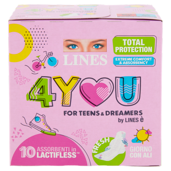 Lines 4You Assorbenti in Lactifless Giorno con Ali 10 pz